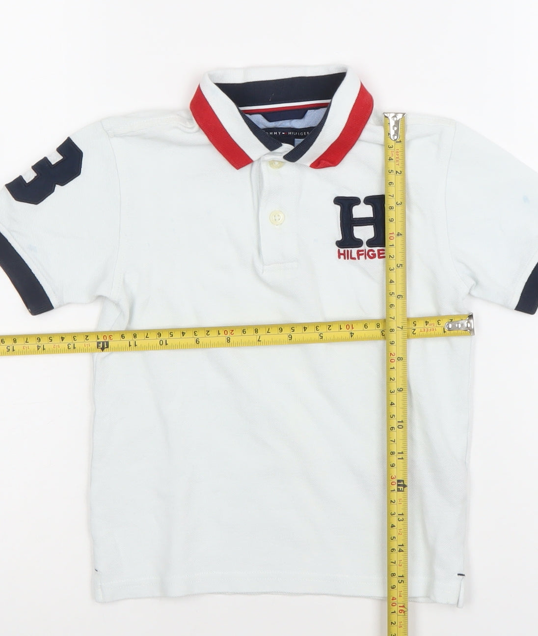 Tommy Hilfiger Boys White Polo Shirt Size 5 Years Embroidered Logo