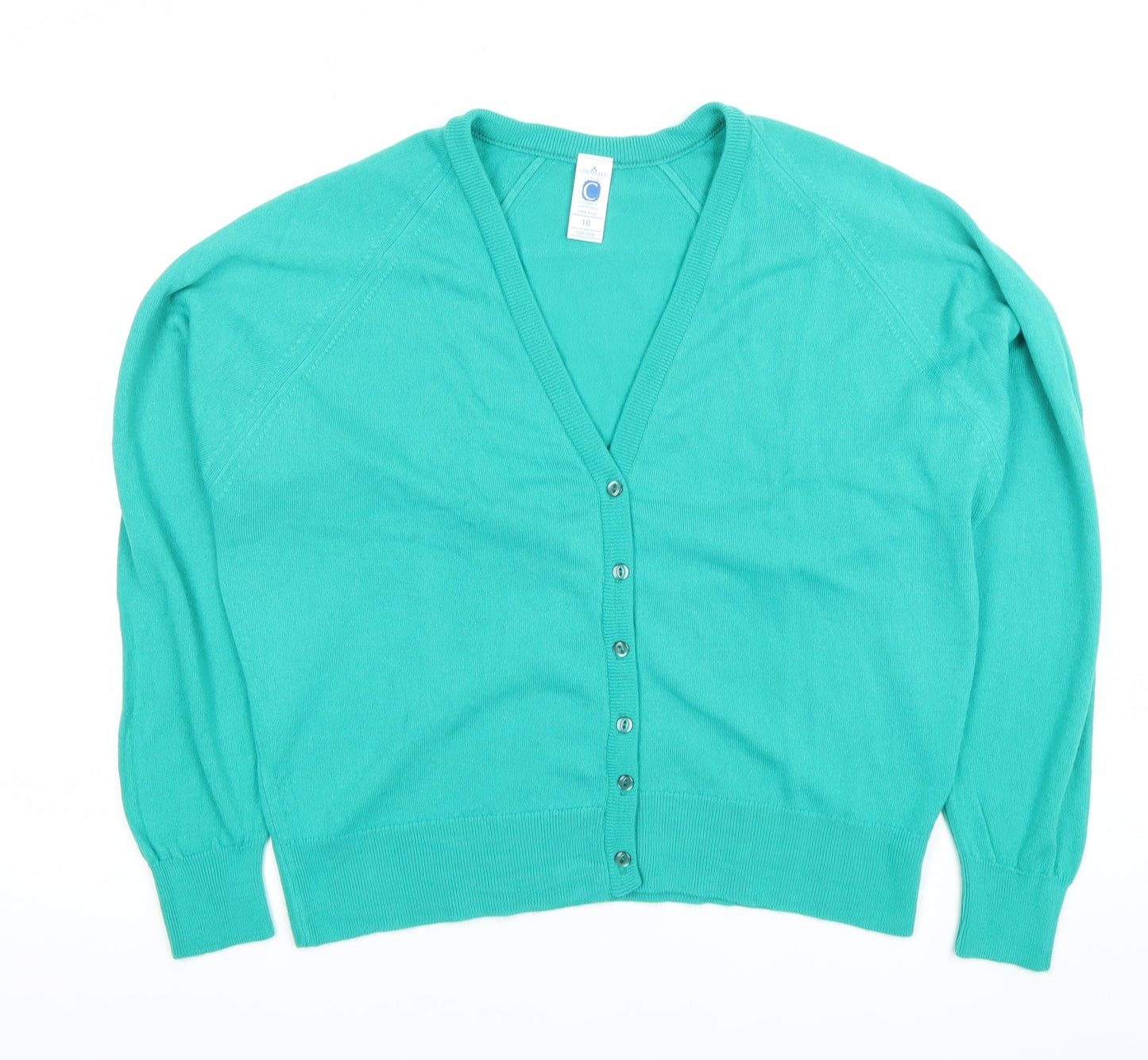 Courtelle Women's Green V-Neck Button Cardigan Size 18