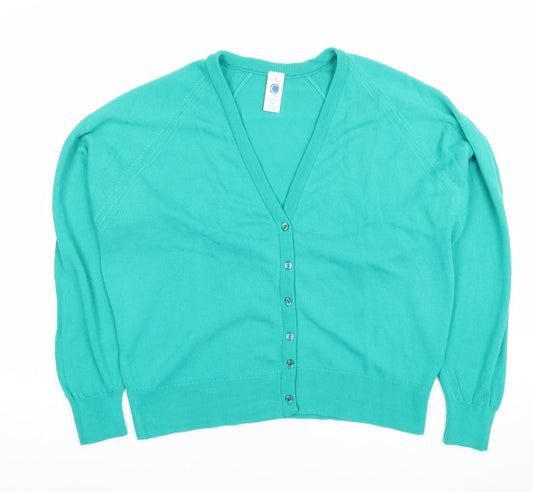 Courtelle Women's Green V-Neck Button Cardigan Size 18