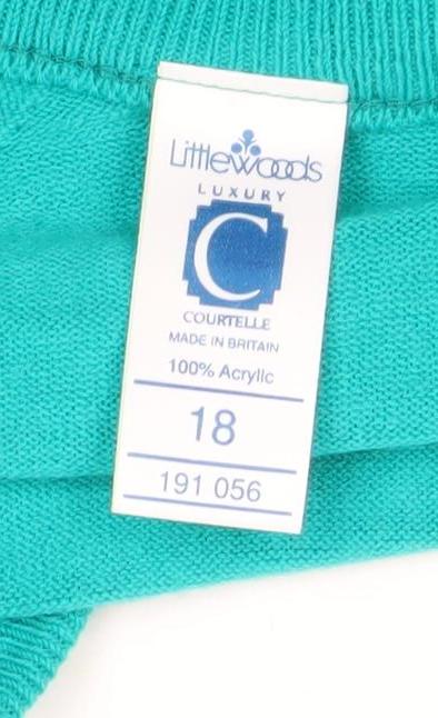 Courtelle Women's Green V-Neck Button Cardigan Size 18