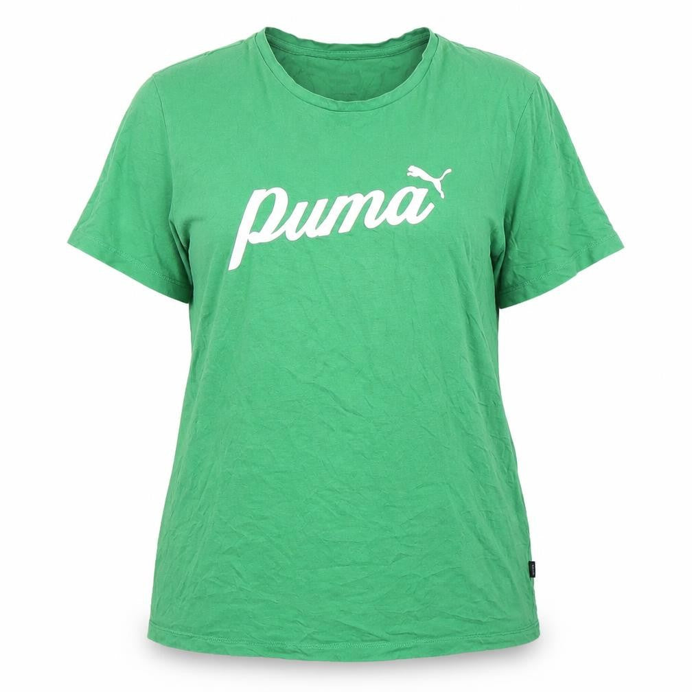 Front view of Puma women’s green xl basic crew neck cotton t-shirt