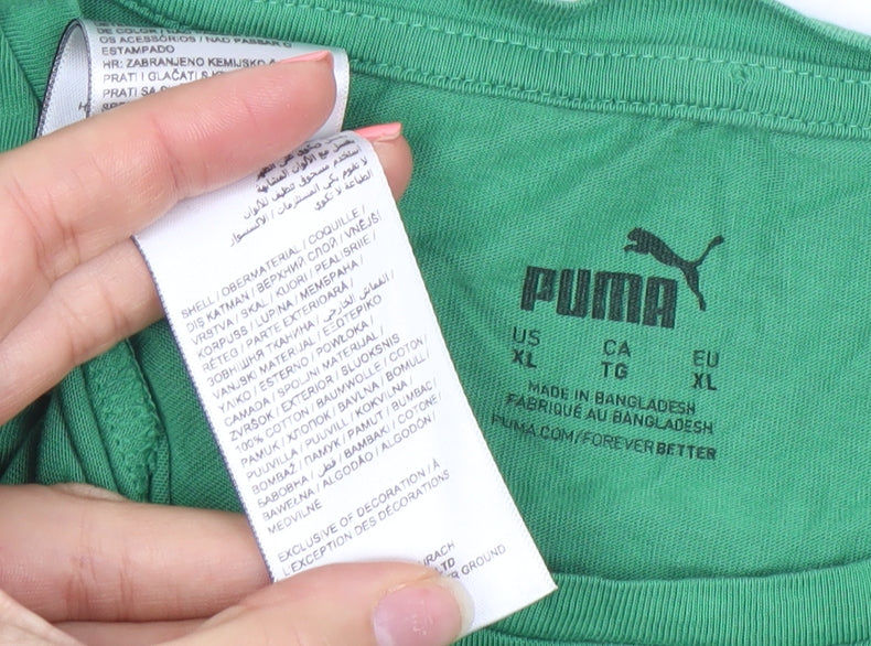Puma Womens Green XL Basic Crew Neck Cotton T-Shirt