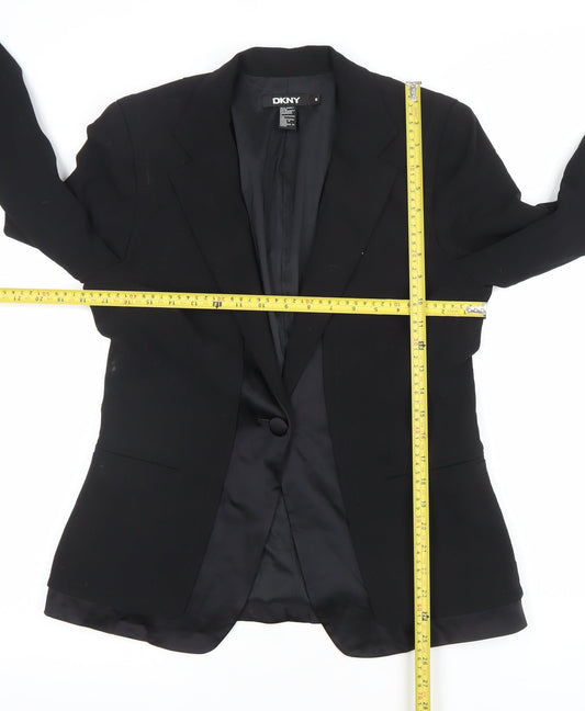 DKNY Women’s Black Wool Blend Slim Fit Single-Breasted Blazer Size 12