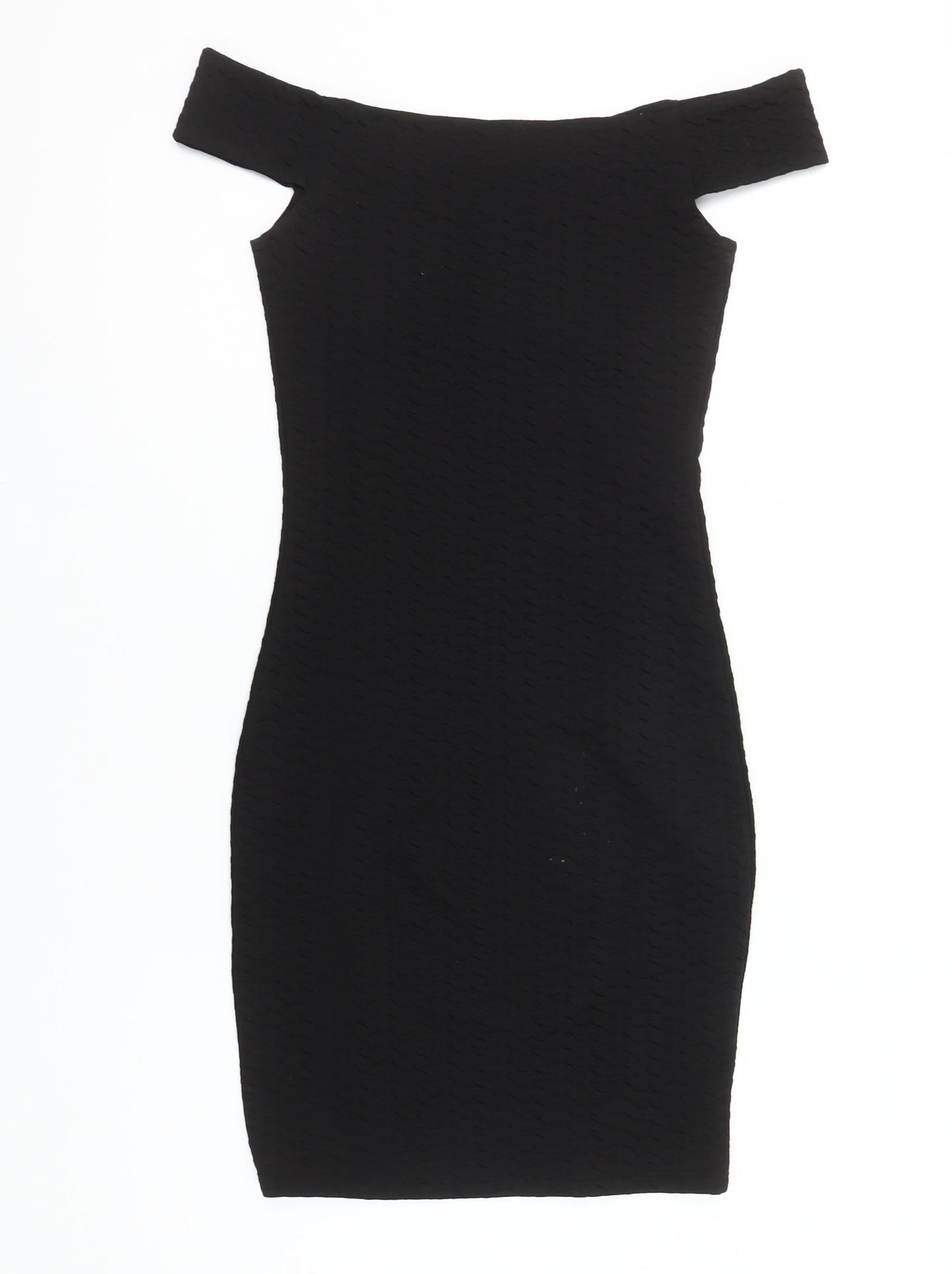 Miss Selfridge Petites Black Off Shoulder Bodycon Dress UK 8