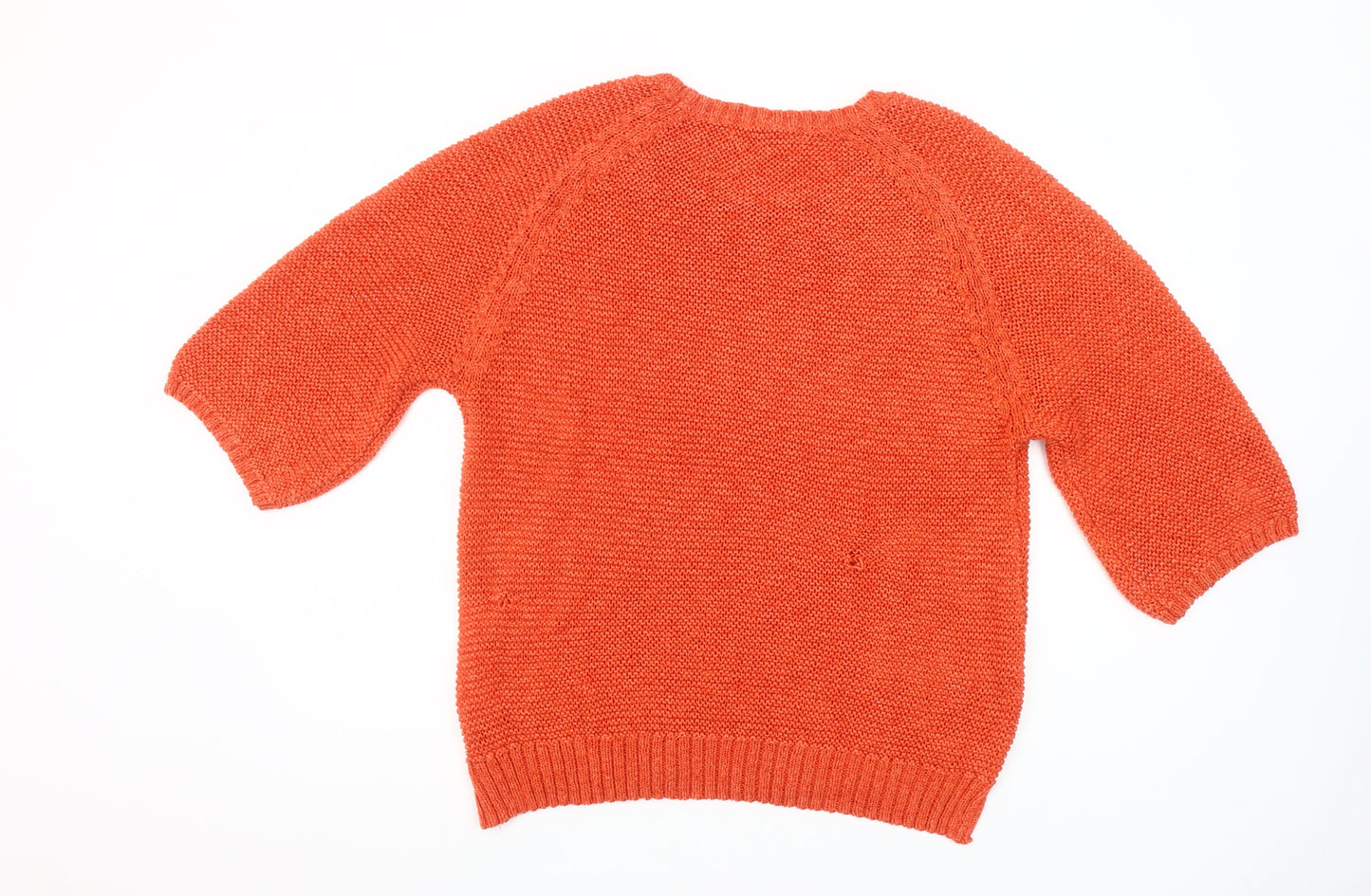 Guess Womens Orange Beaded Crew Neck Knit Jumper Size 12