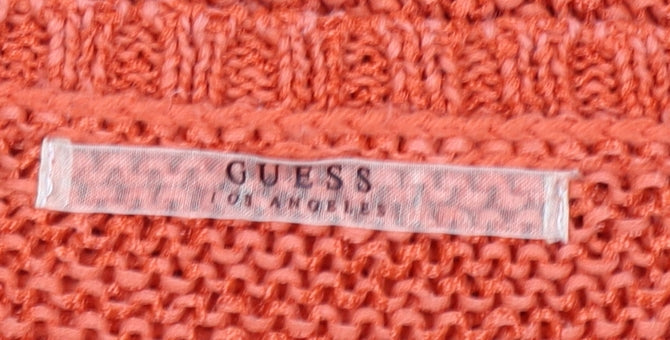 Guess Womens Orange Beaded Crew Neck Knit Jumper Size 12