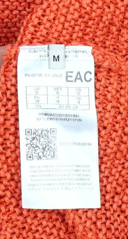 Guess Womens Orange Beaded Crew Neck Knit Jumper Size 12