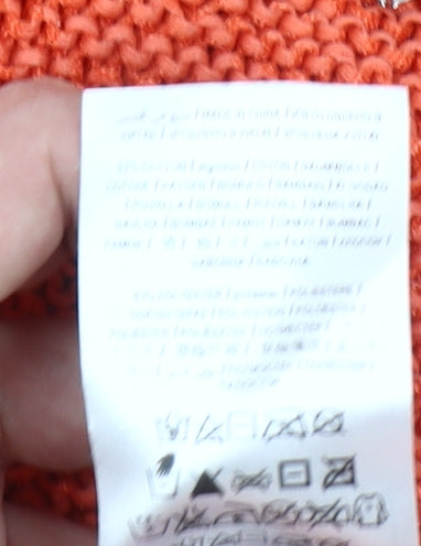 Guess Womens Orange Beaded Crew Neck Knit Jumper Size 12