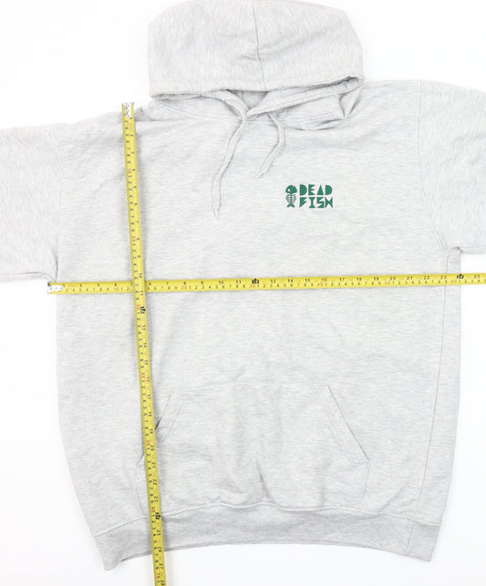 Uneek Mens Grey XL Pullover Hoodie Dead Fish Logo Fleece Sweatshirt