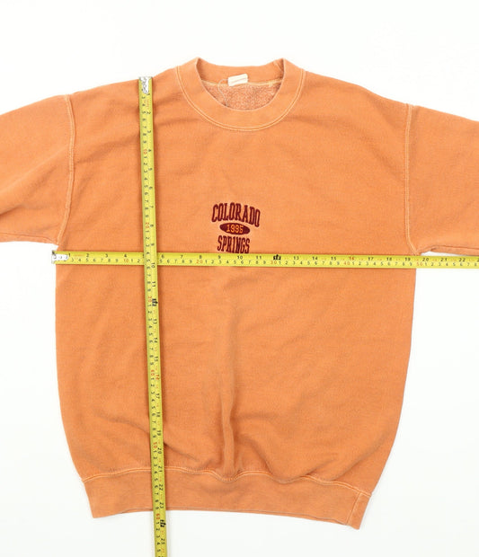 Vintage Colorado Springs 1995 Orange Sweatshirt Womens M Crew Neck Pullover
