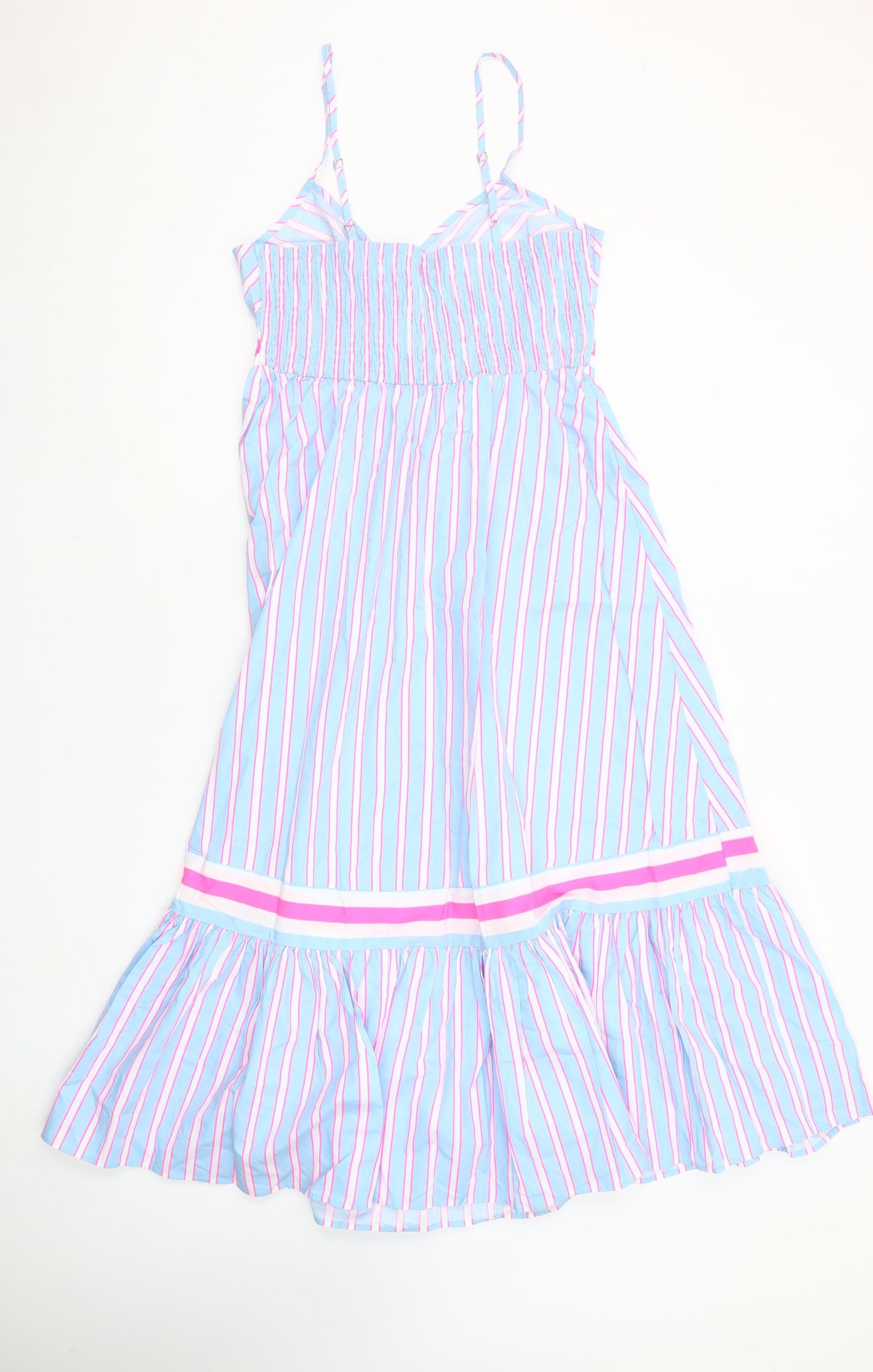 Savida Women’s Multicoloured Striped Cotton Midi A-Line Dress Size S