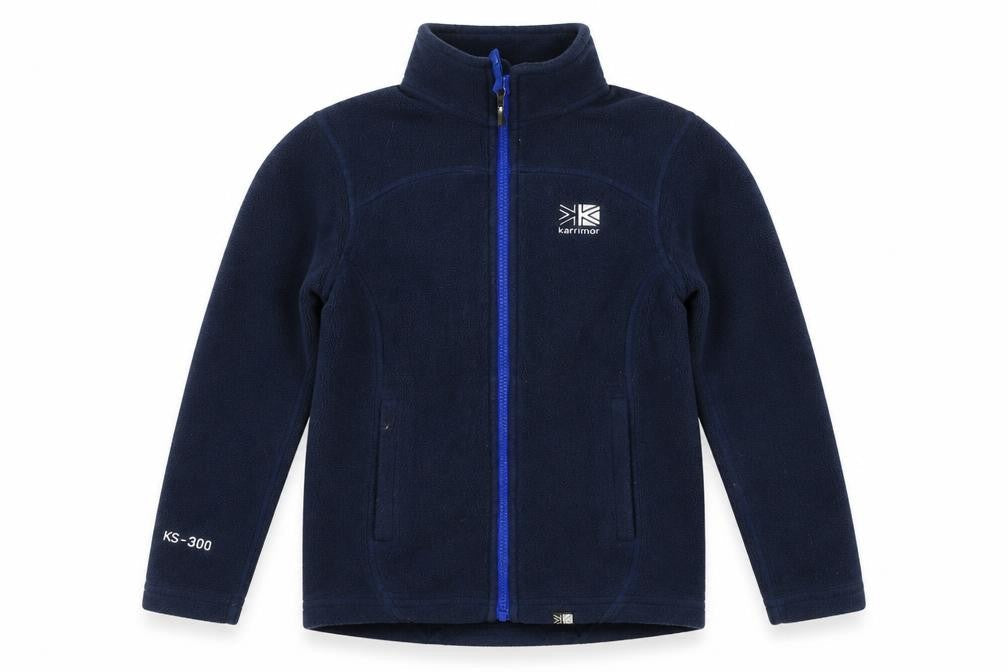 Front view of Karrimor boys’ blue 7-8 years fleece jacket full zip outdoor layer