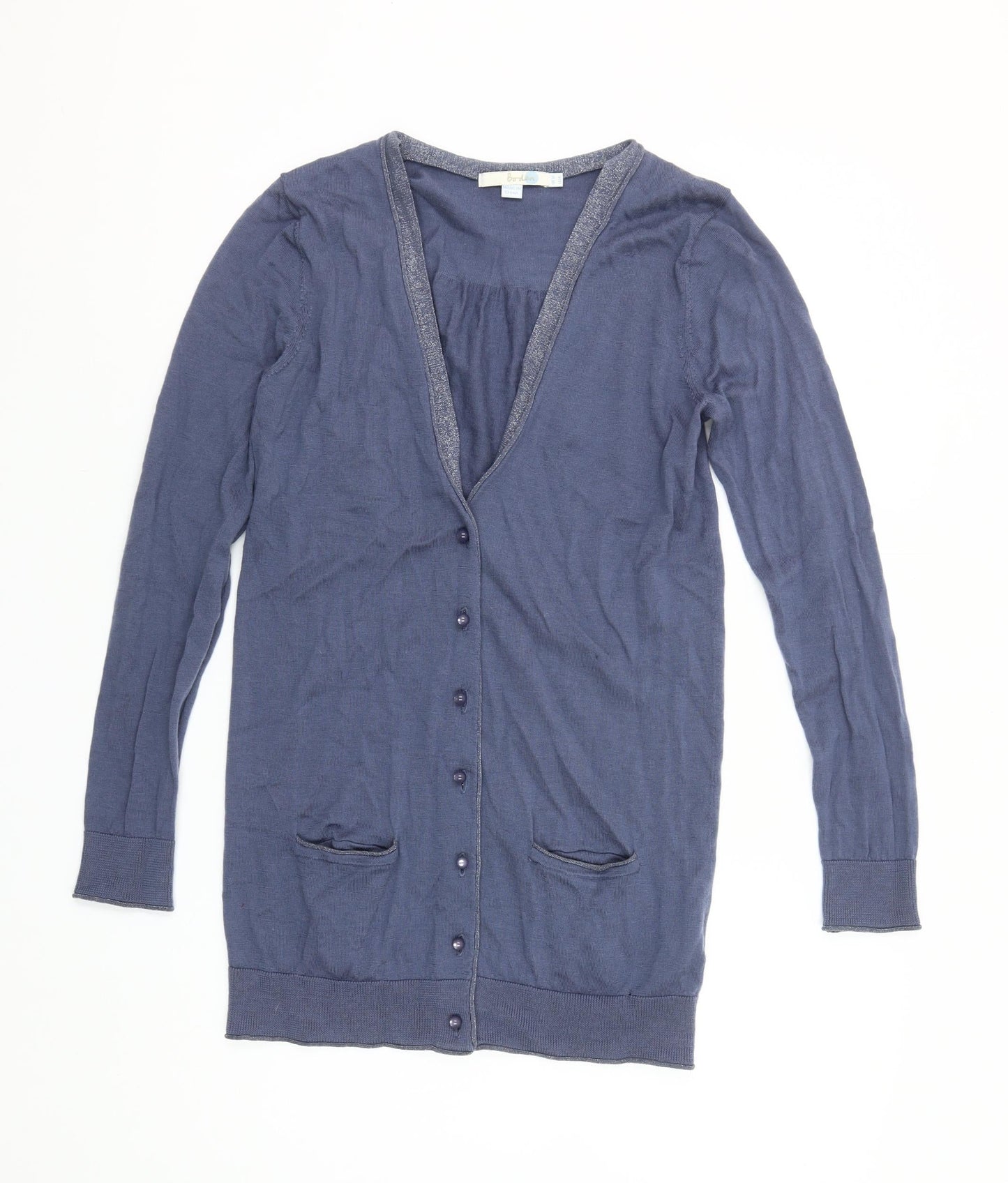 Boden Women's Blue Wool V-Neck Button Cardigan UK 10