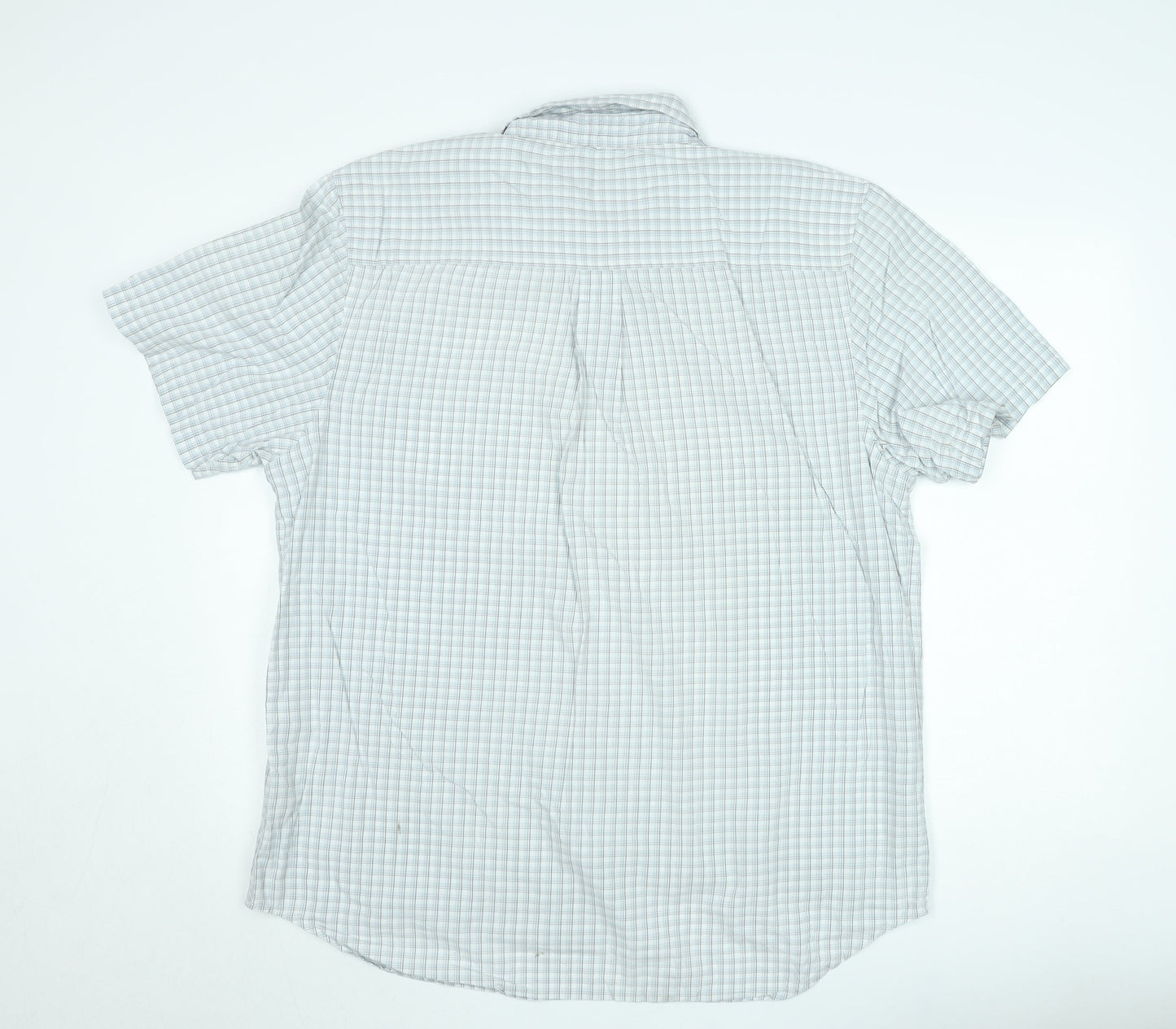 Timberland Men’s Blue Check Short Sleeve Button-Down Shirt XL