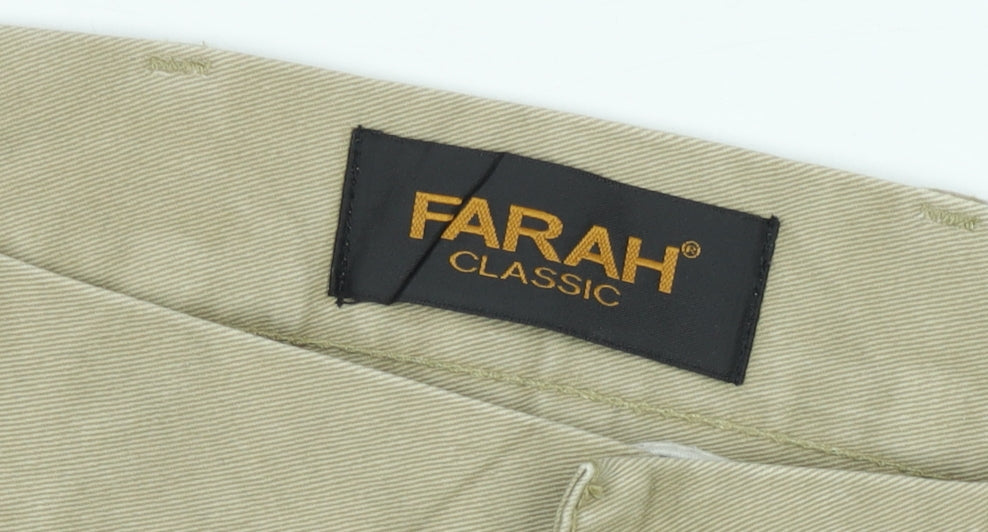 Farah Classic Men's Beige Chino Trousers 36W 30L Cotton Straight Fit