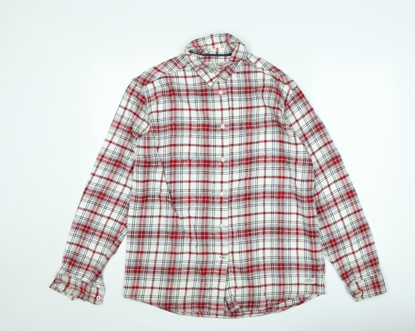 Jack Wills Men's Red Check Flannel Button-Up Shirt Size 14