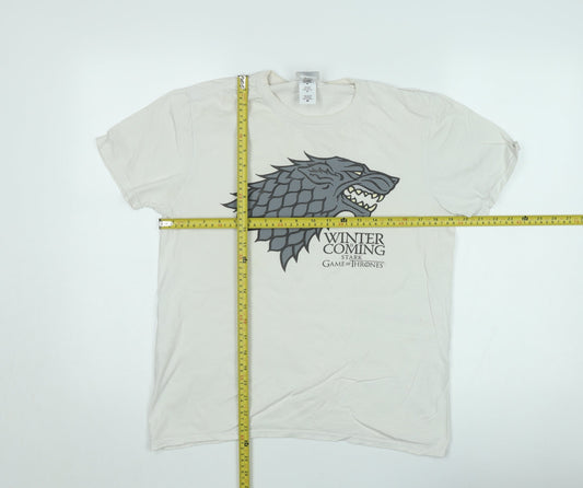 Game of Thrones Men's Beige Short Sleeve Stark T-Shirt Medium