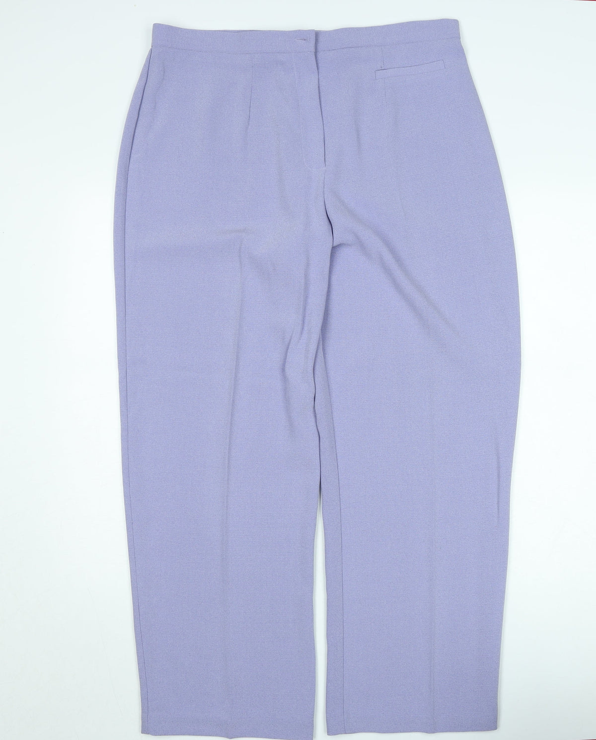 Zeta Womens Purple Size 18 Straight Polyester Trousers