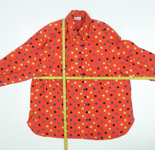 Basler Women’s Red Polka Dot Long Sleeve Button-Up Shirt Size L