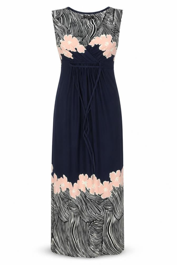 Front view of Principles by Ben de Lisi Women's Blue Floral Midi Sheath Dress, size 12
