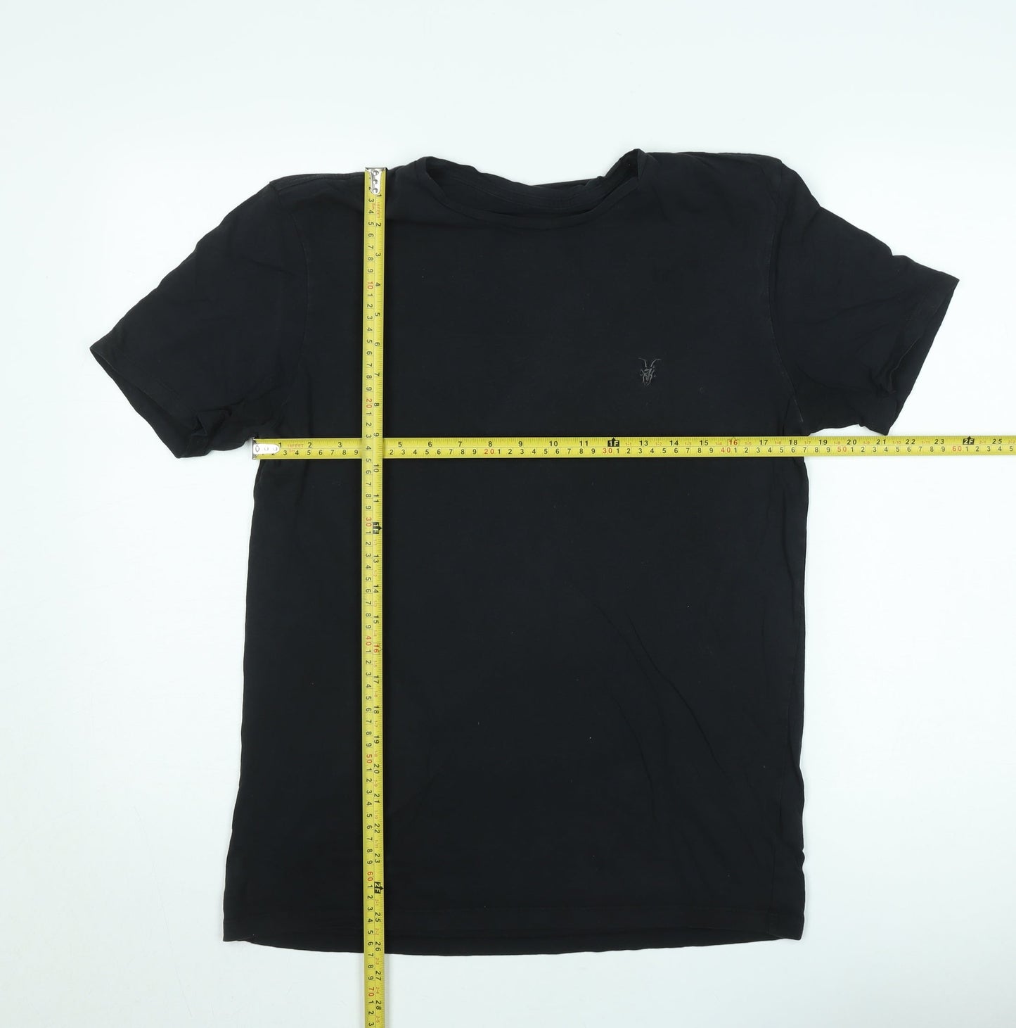 AllSaints Men Black Cotton Crew Neck Short Sleeve T-Shirt Medium