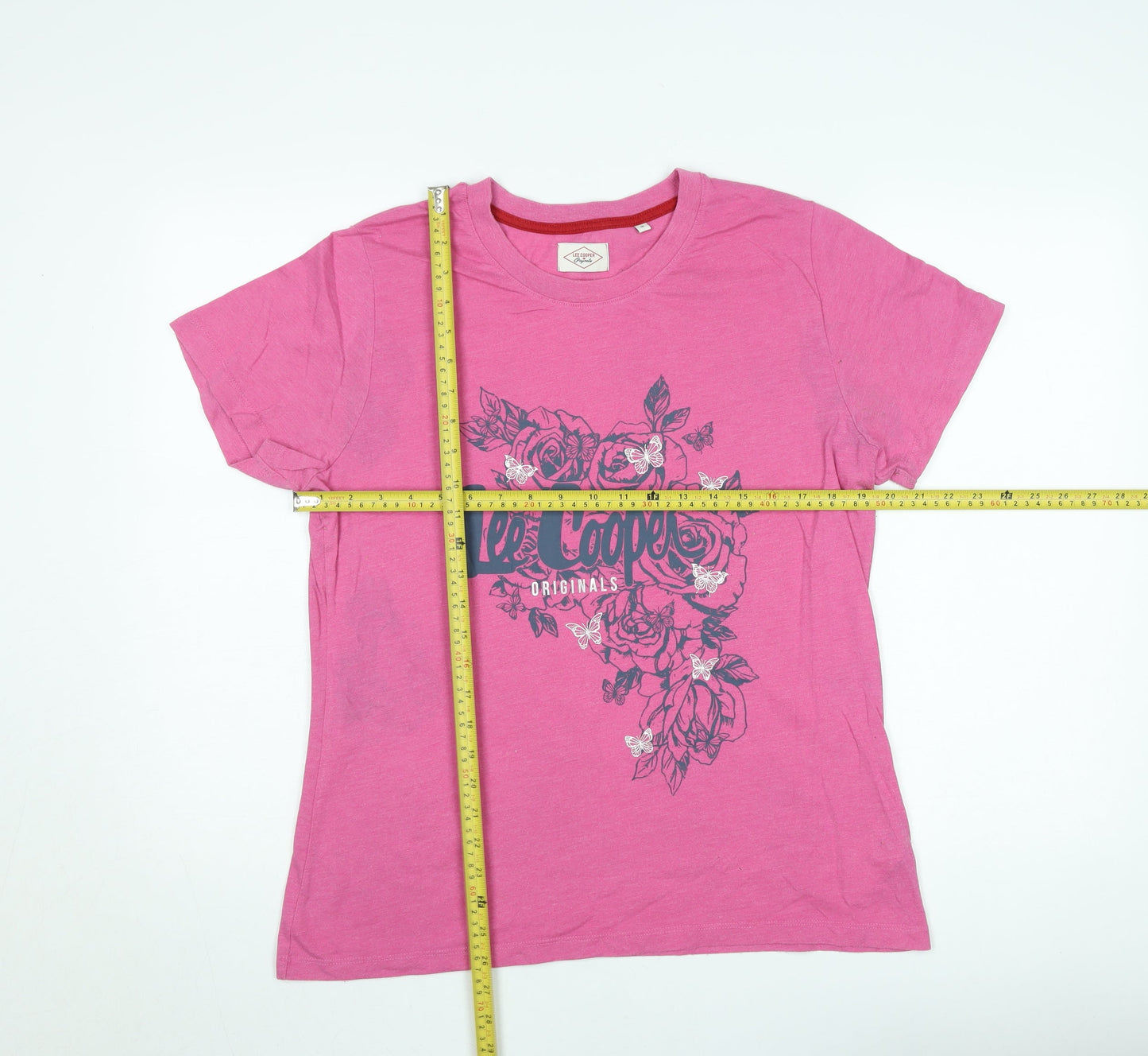 Lee Cooper Womens Pink Floral Graphic Cotton T-Shirt Size 18
