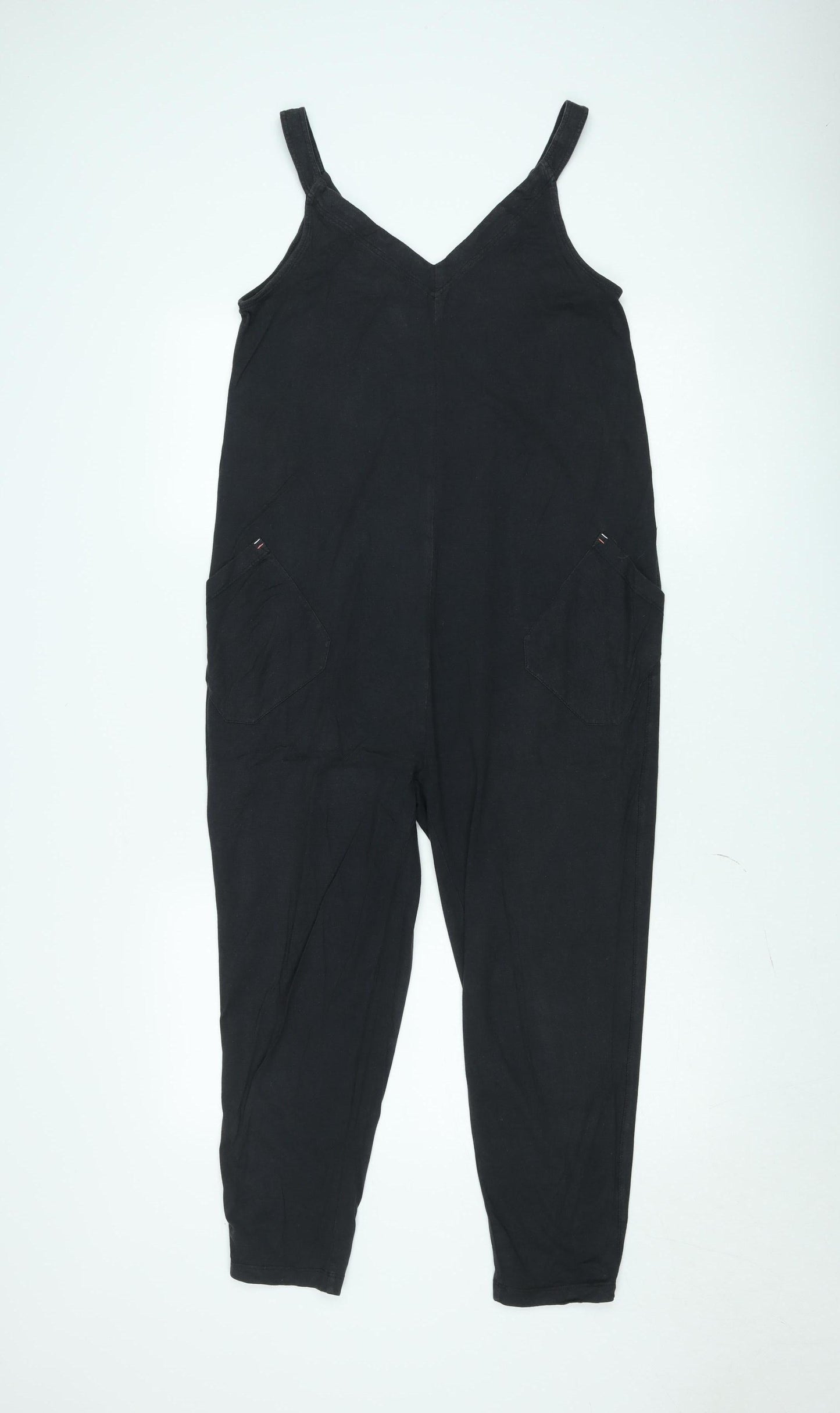 White Stuff Women's Black Linen Jumpsuit UK 6 Relaxed Fit Sleeveless