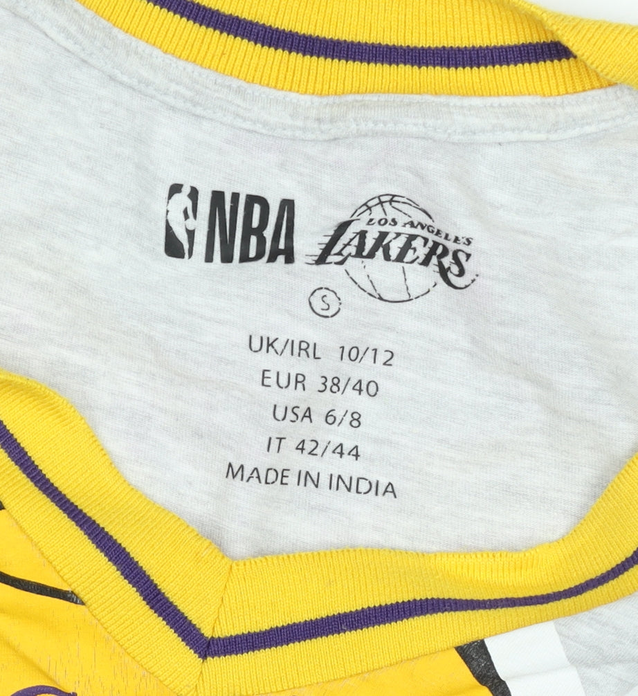 NBA Los Angeles Lakers Grey & Yellow V-Neck Men's T-Shirt Small