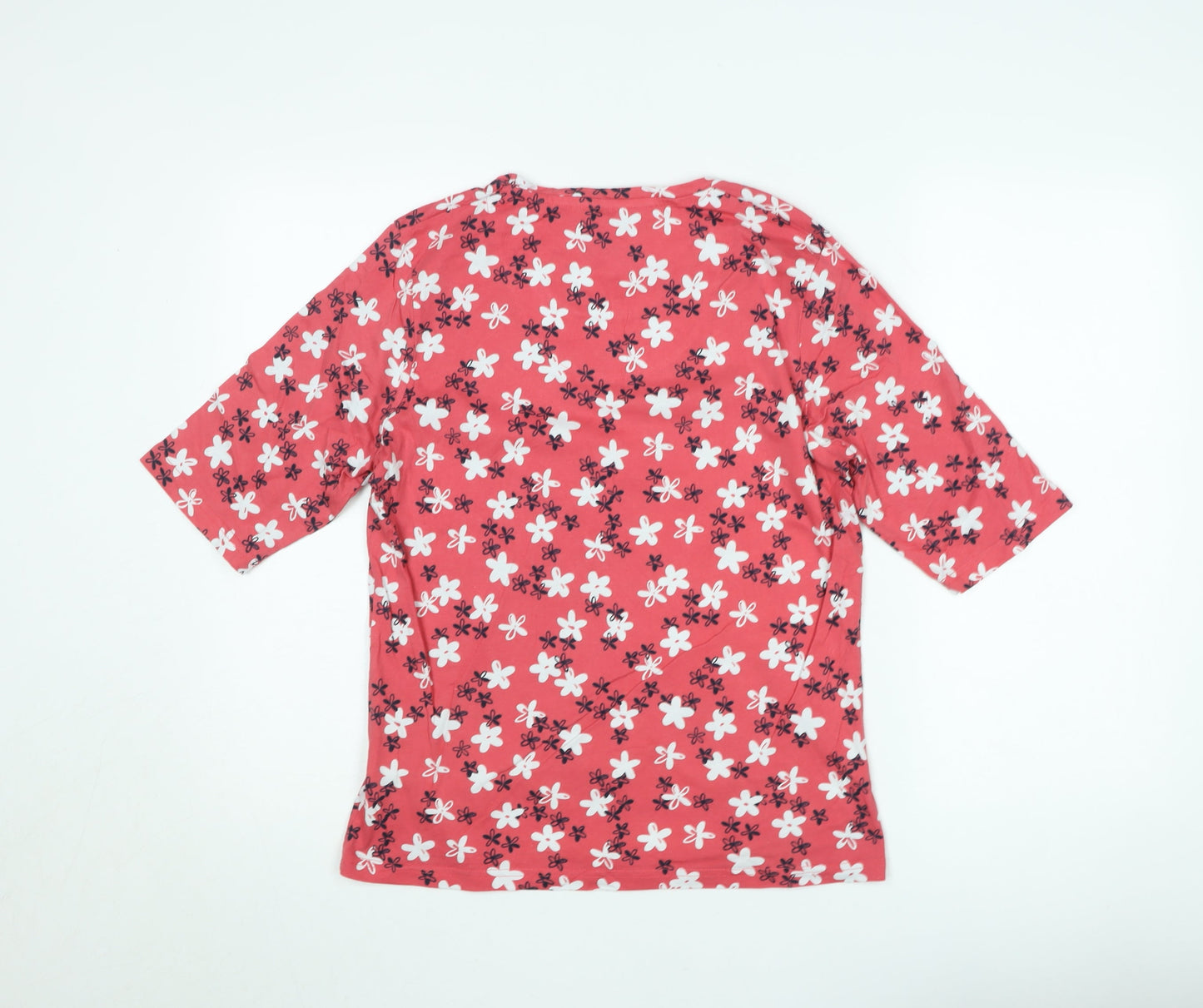 Cotton Traders Women's Pink Floral Short Sleeve Jersey T-Shirt Size 12