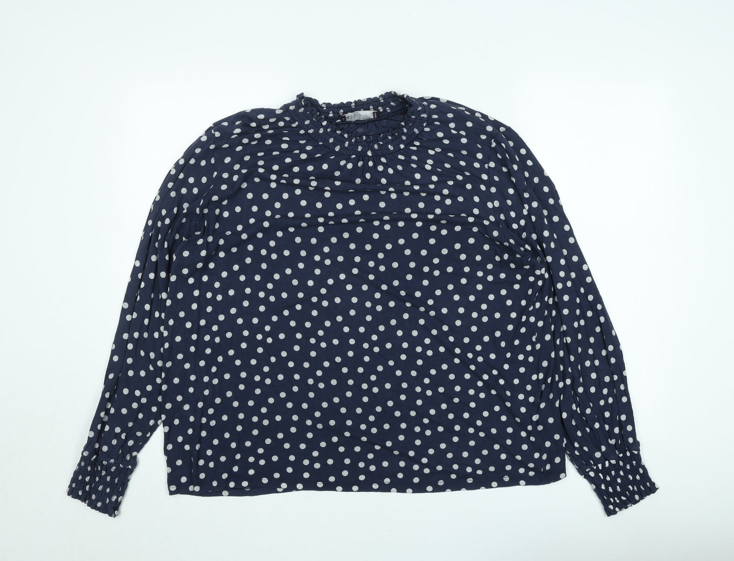 Marks and Spencer Womens Blue Polka Dot Long Sleeve Blouse Size 20