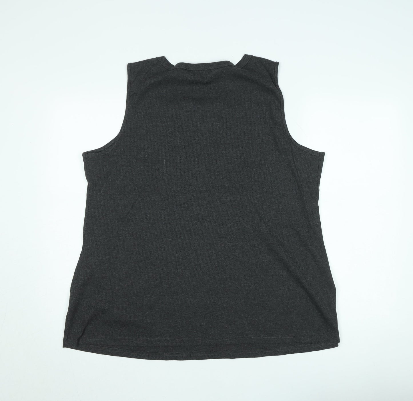 Bloomchic Women’s Black Plus Size 22 Sleeveless Henley Cotton Tank Top