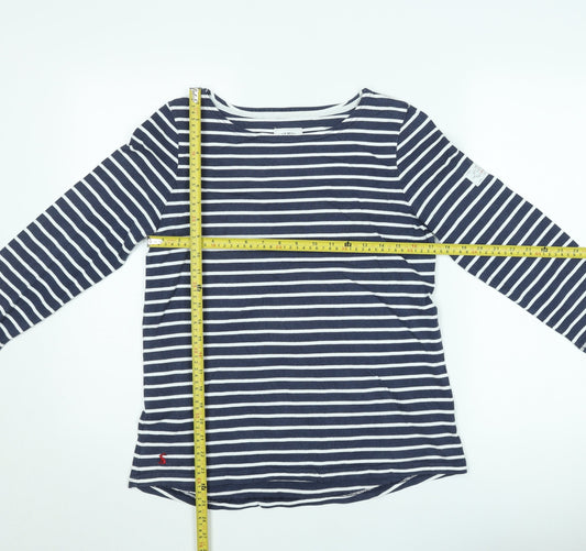 Joules Women's Blue Striped Long Sleeve Boat Neck Cotton T-Shirt Size 12