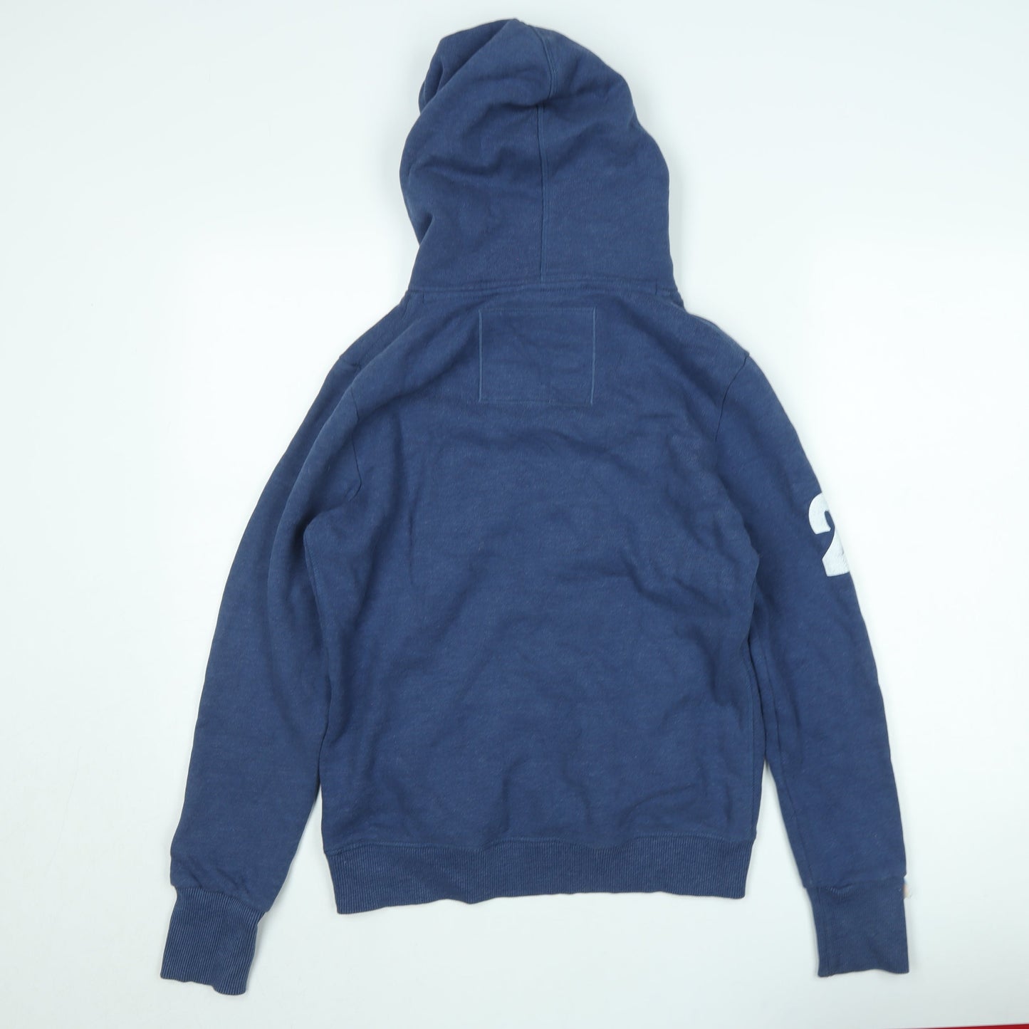 Superdry Mens Blue Pullover Hoodie M Graphic Fleece Sweatshirt