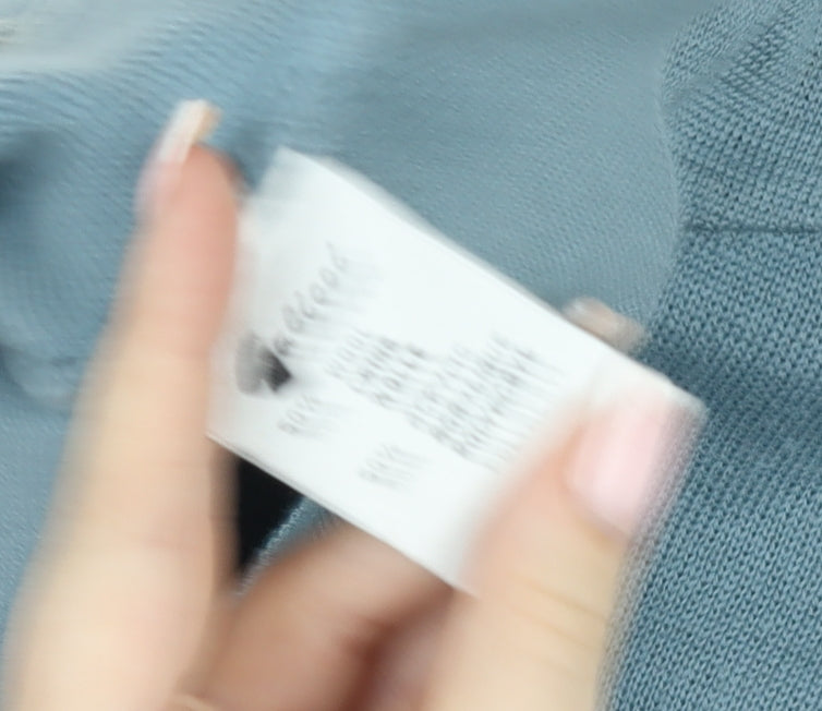 Men’s Vintage Blue Geometric V-Neck Acrylic Jumper Size L