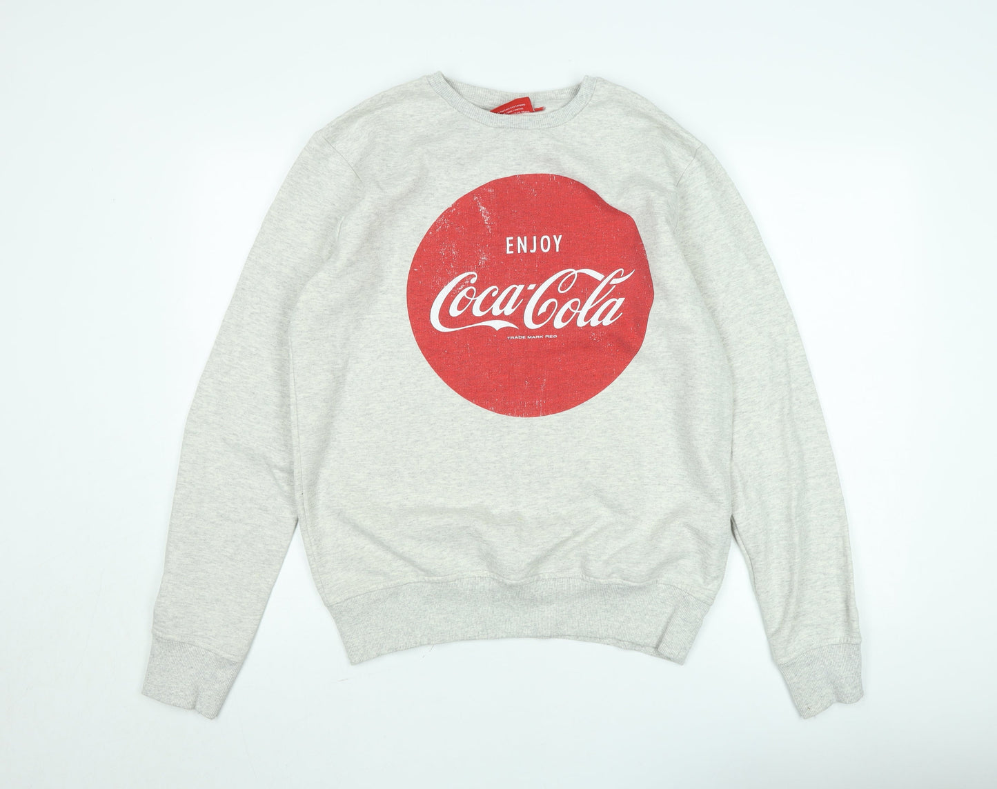 Coca-Cola Women's Grey Pullover Sweatshirt L Graphic Print Casual