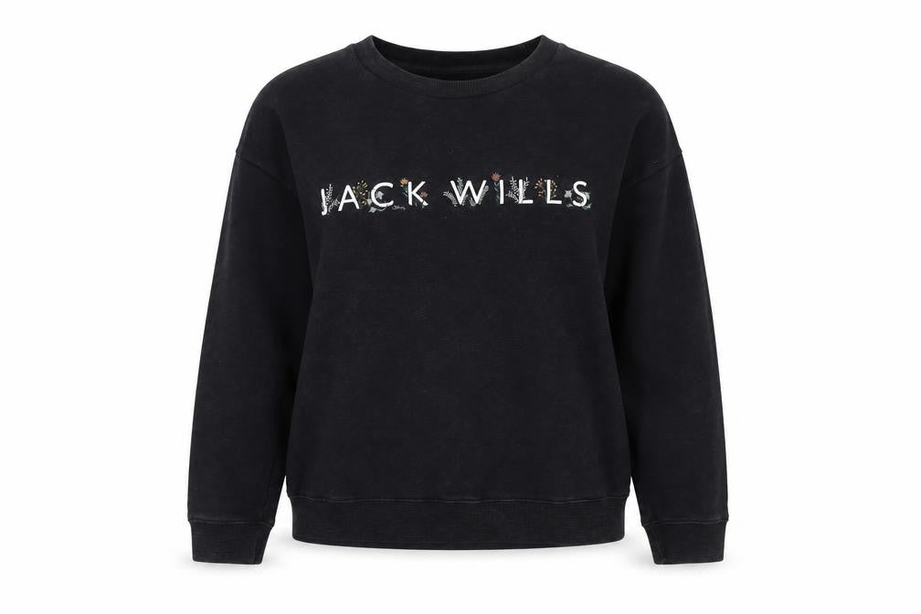 Womens UK 10 Classic Jack Wills Black Pullover Sweatshirt