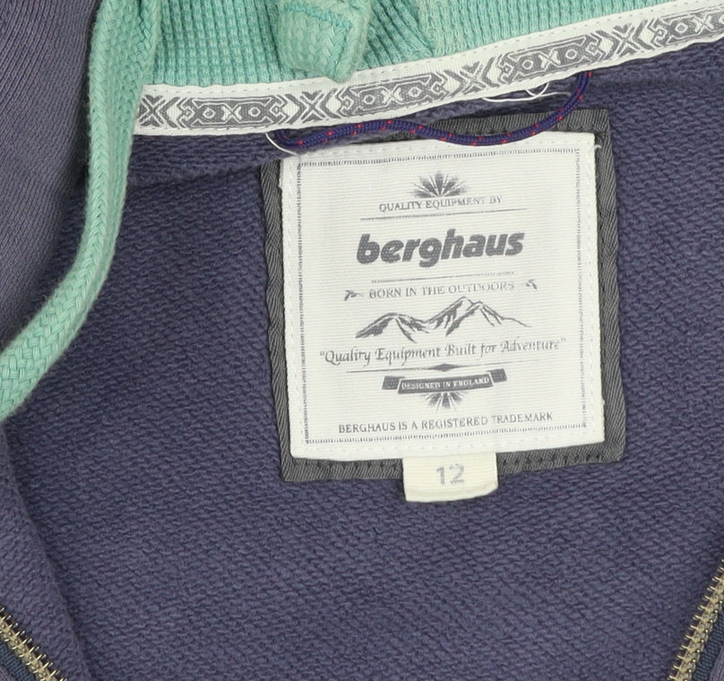 Berghaus Women's Blue Full Zip Hooded Cotton Jacket Size 12