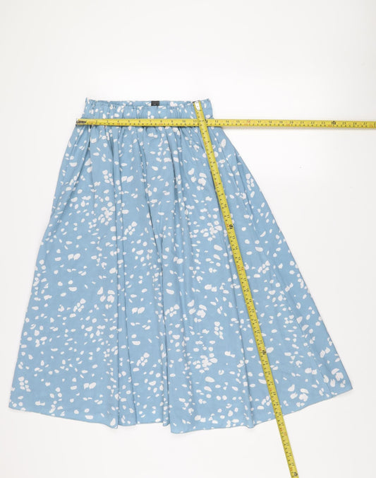Niay Women Blue Polka Dot A-Line Knee Length Cotton Skirt Size 8