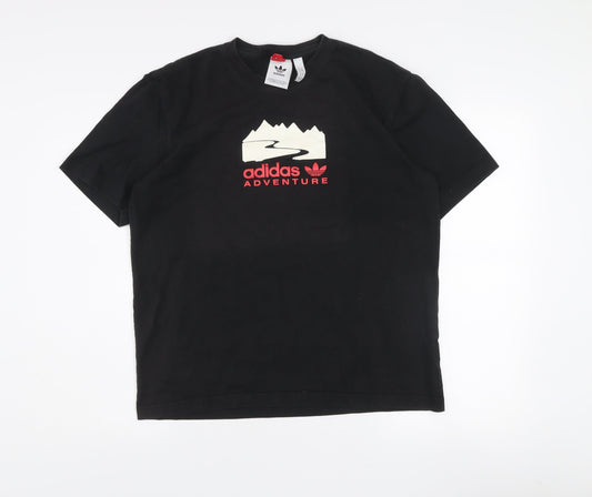 Adidas Men's Black Adventure Graphic Short Sleeve T-Shirt Size M