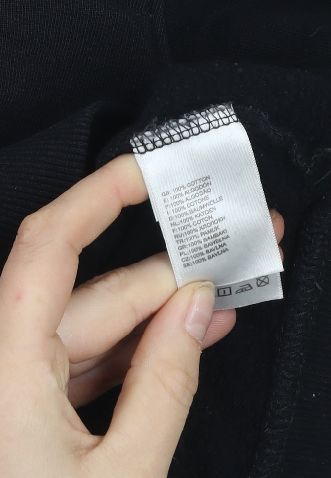 The North Face Boys Black Cotton Pullover Hoodie L/Youth Red Logo