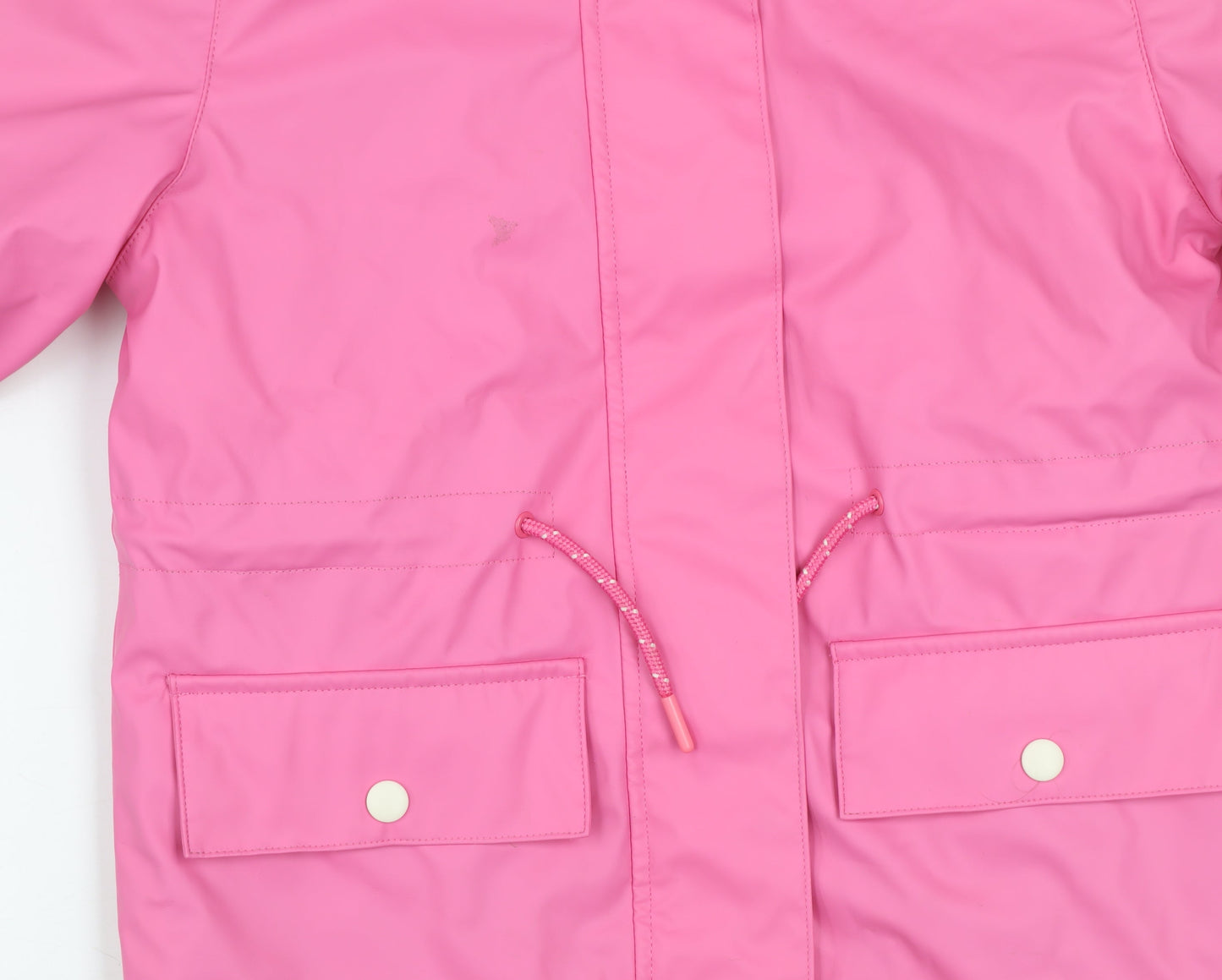 John Lewis Girls Pink Hooded Waterproof Rain Coat Age 9 Years Lined Polyester