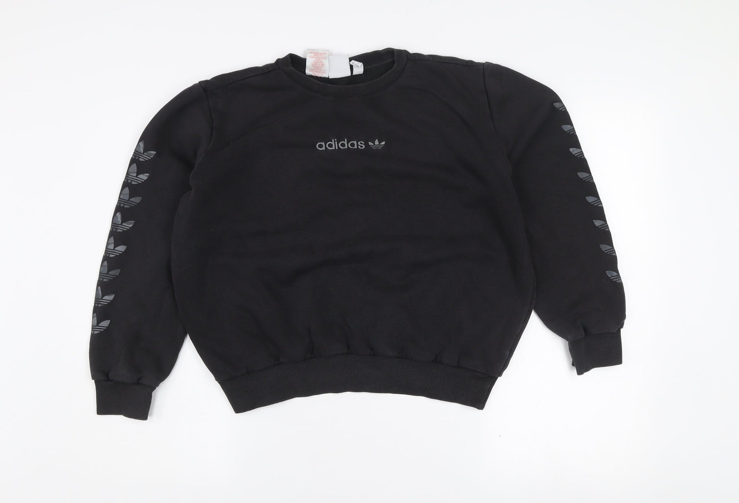 adidas Girls Black 13-14 Years Pullover Sweatshirt with Logo Detailing