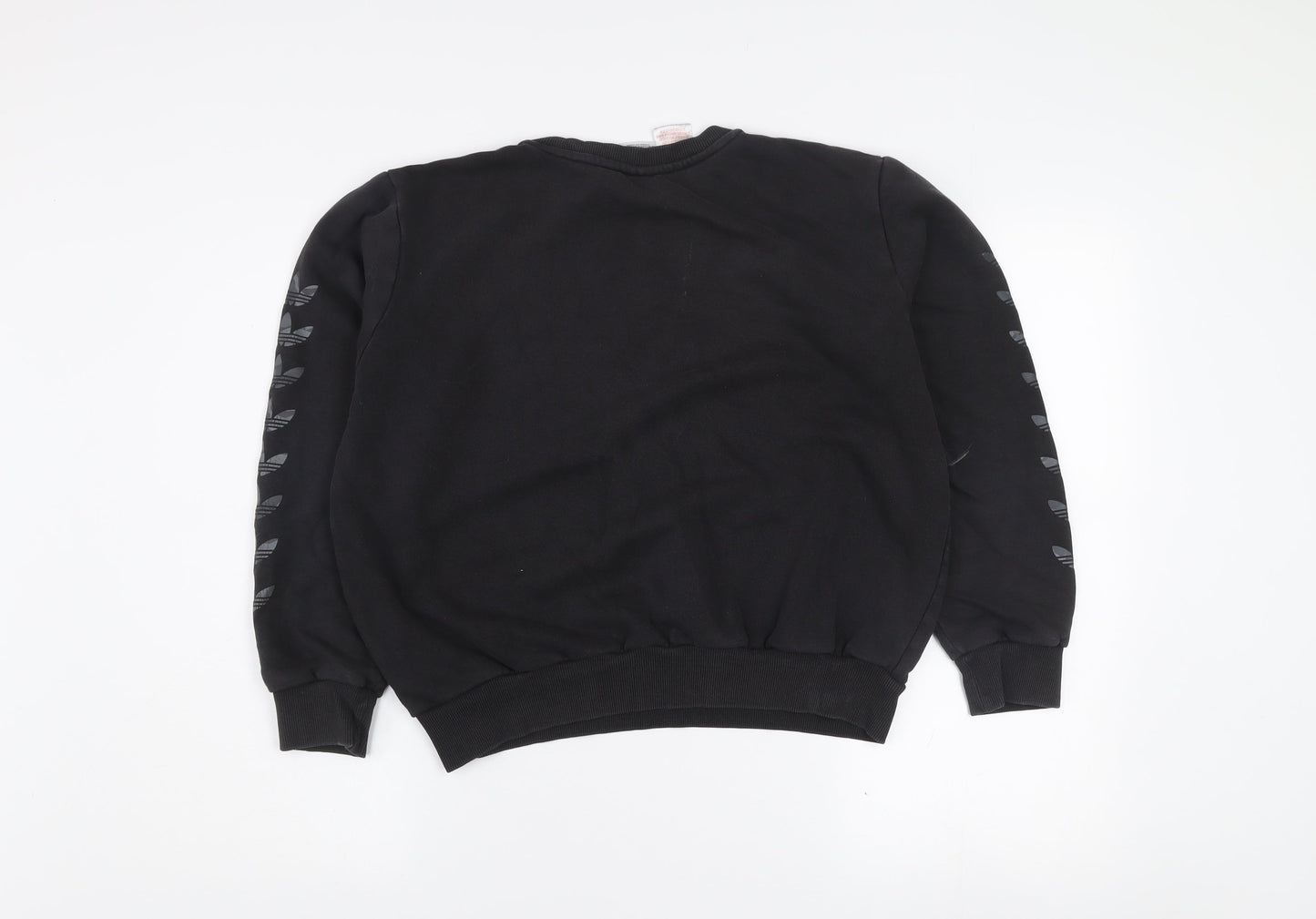 adidas Girls Black 13-14 Years Pullover Sweatshirt with Logo Detailing