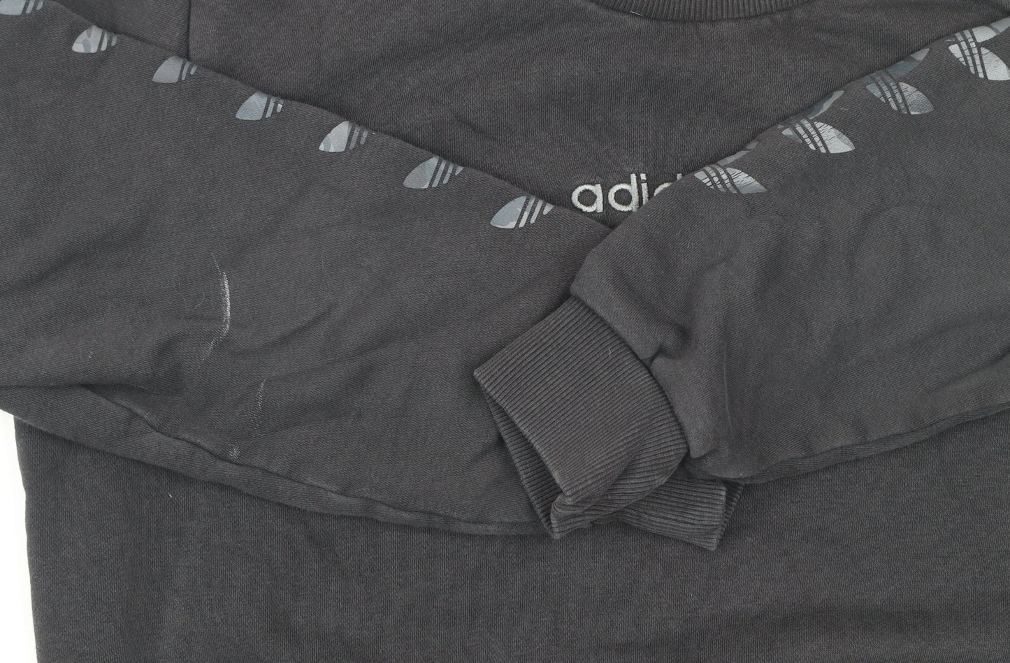 adidas Girls Black 13-14 Years Pullover Sweatshirt with Logo Detailing