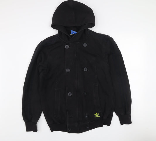 Adidas Men's Black Cotton Hooded Bomber Jacket Size M
