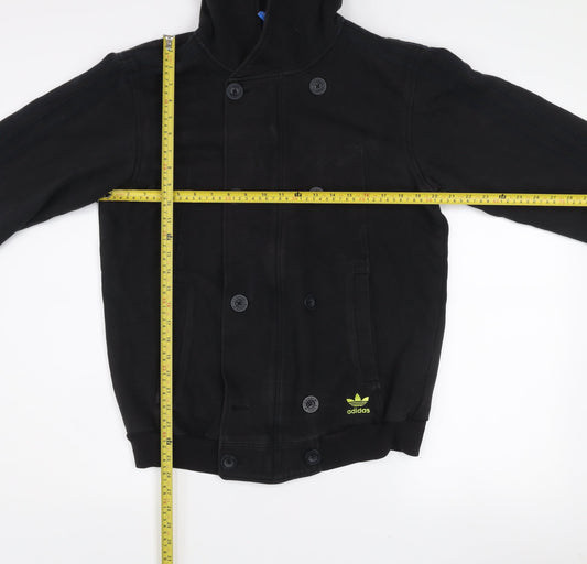 Adidas Men's Black Cotton Hooded Bomber Jacket Size M