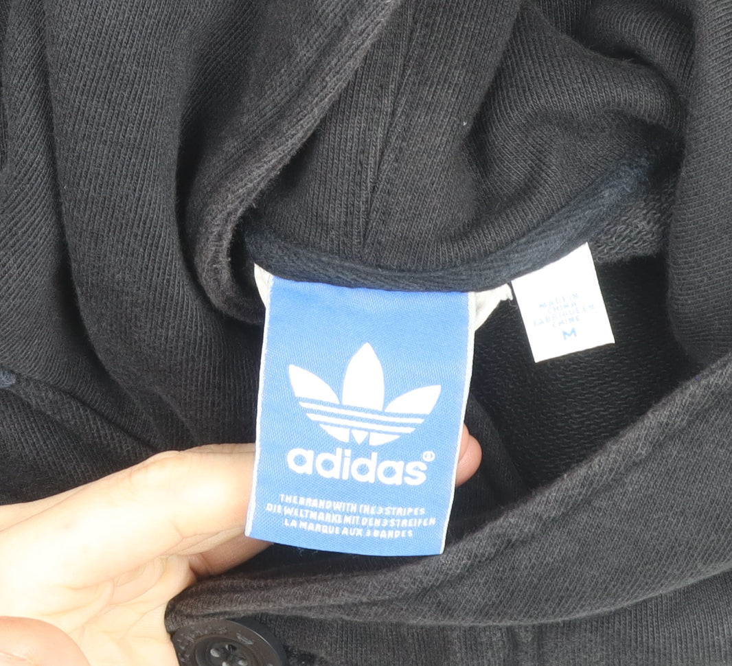 Adidas Men's Black Cotton Hooded Bomber Jacket Size M