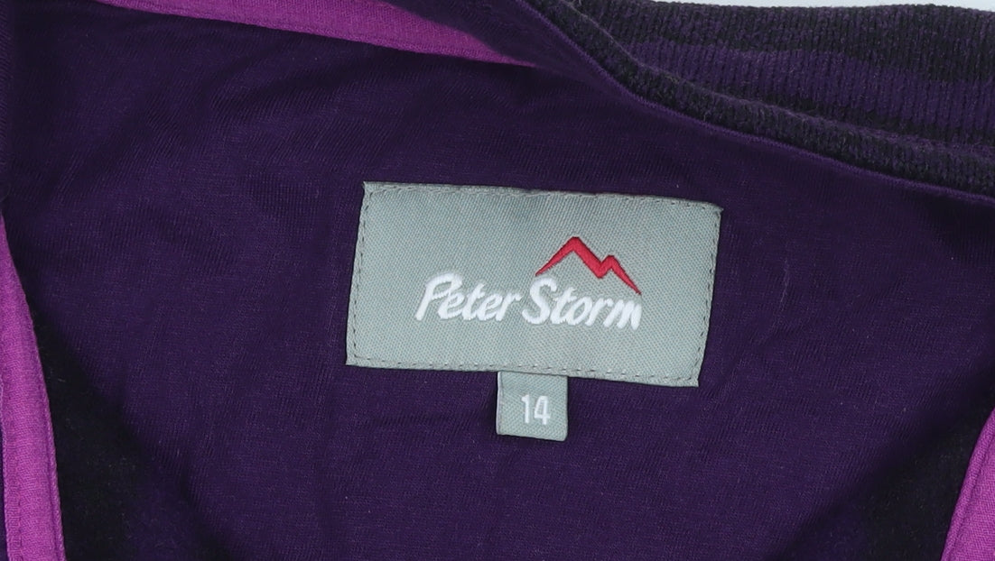 Peter Storm Womens Purple Stripe Size 14 1/2 Zip Fleece Sweatshirt