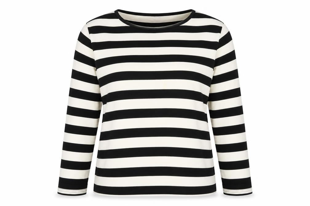 JANIQUE Women’s Black White Striped Long Sleeve T-Shirt Size 16