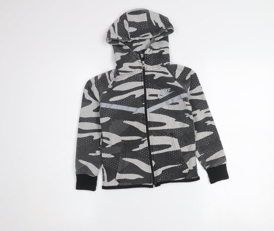 Nike Boys Grey Camouflage Hooded Full Zip Track Jacket Size 6 Years